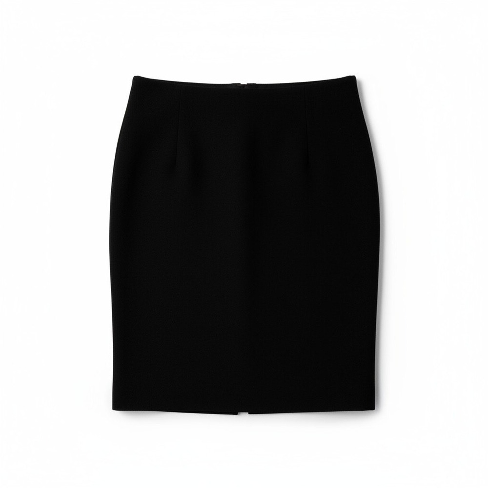 J.Crew Black 100% Wool Pencil Skirt Side Zip Back Vent Size 14 17444 FA09